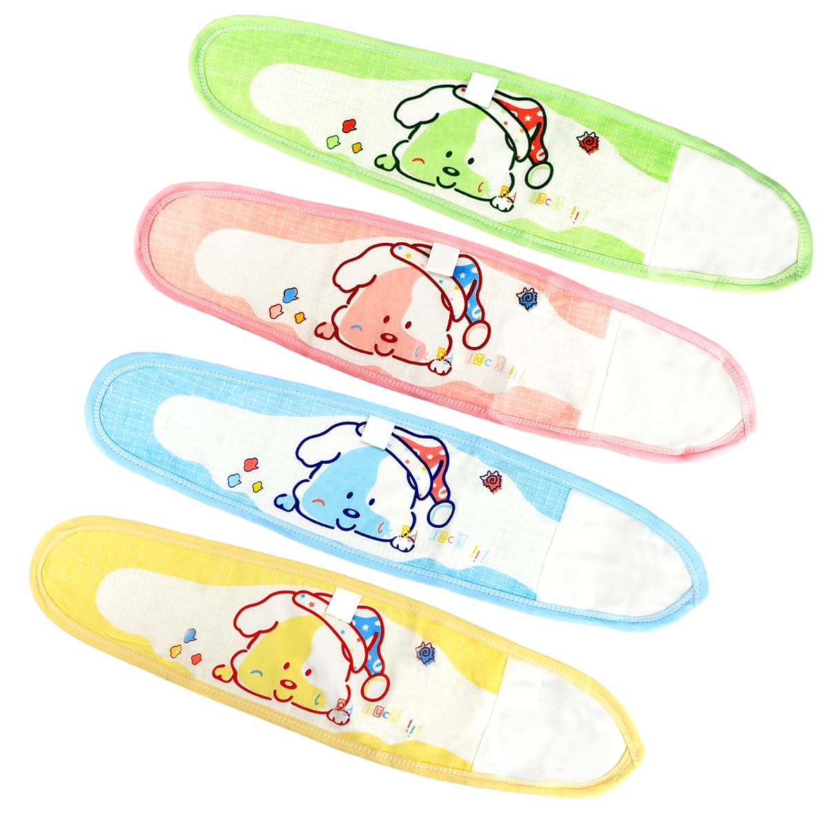 251230193636285_1 DOERDO 4Pcs Baby Infant Umbilical Cord Cotton Belly Band Adjustable Newborn Navel Belt (Green Pink Blue Yellow) - Image 1